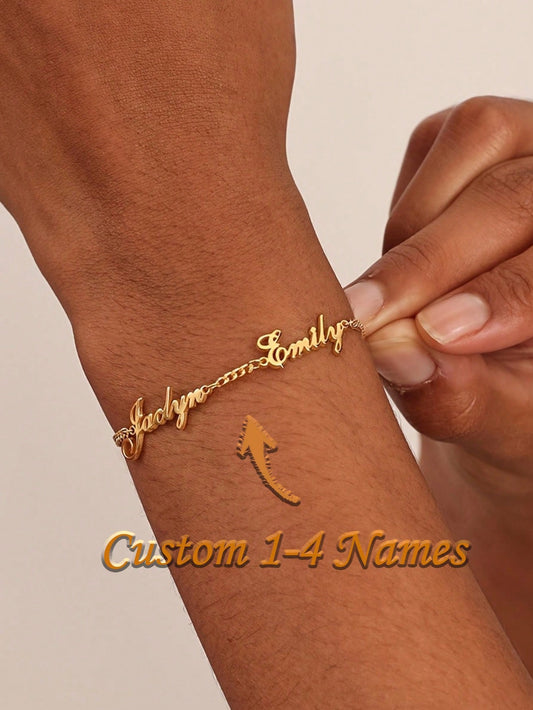 [Personalized Jewelry Gift] Customizable 1-4-Names Pendant| 304L Stainless Steel Adjustable Cuban Chain, Jewelry For Mother's Day, Birthdays, Anniversaries, Graduation Gift, Back To School, Gift For