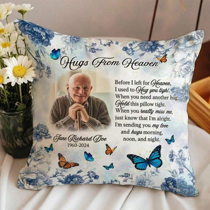 Personalized Memorial Pillow With Photo- Custom Name Throw Pillow Cover- Option Insert Double Sided- Bereavement Remembrance Gifts, Sympathy Loss Of Loved Ones