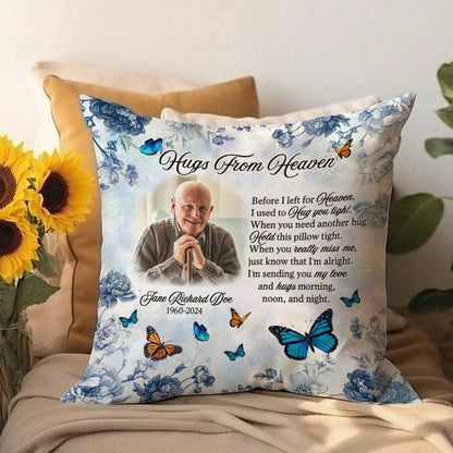 Personalized Memorial Pillow With Photo- Custom Name Throw Pillow Cover- Option Insert Double Sided- Bereavement Remembrance Gifts, Sympathy Loss Of Loved Ones