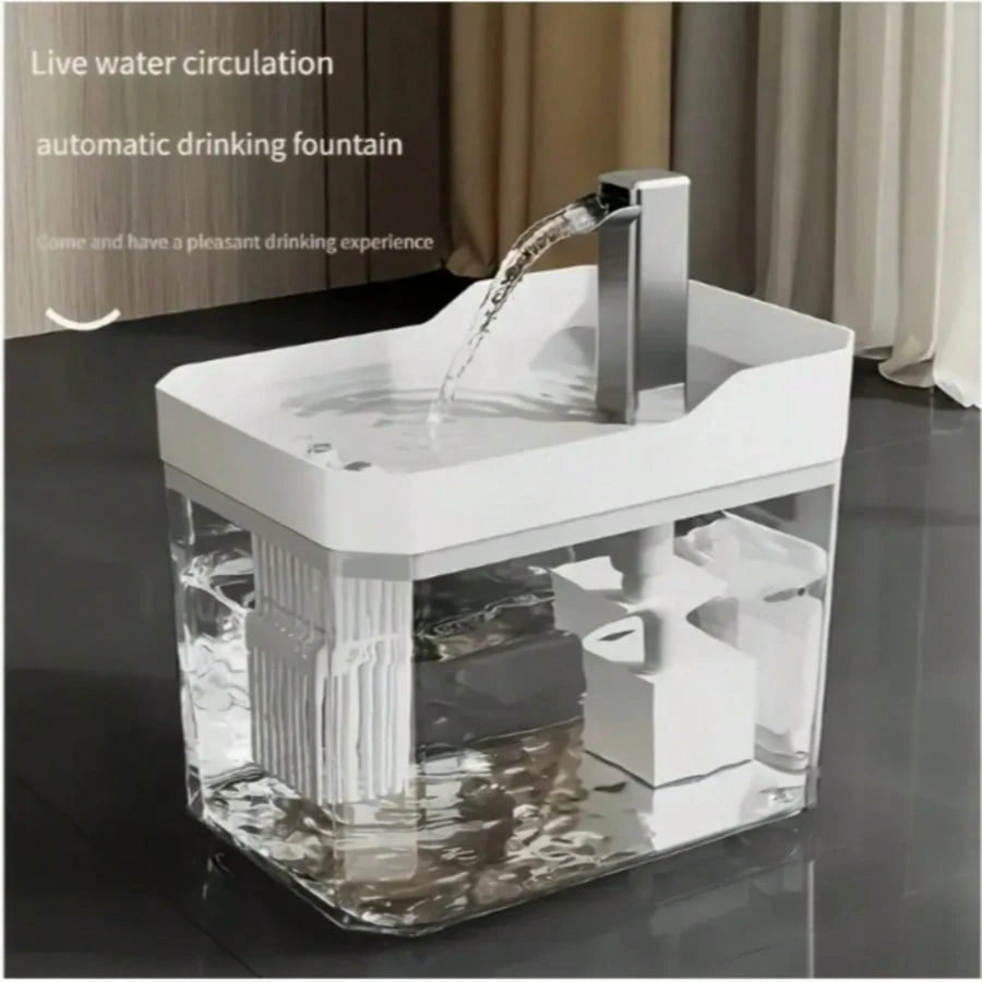 Pet Intelligent Drinking Water Source Automatic Circulation Cat Water Dispenser, 50.72 Ounces Ultra Quiet USB Rechargeable Cat Water Bait, Mobile Water Cat Supplies (Excluding Plug), No Battery