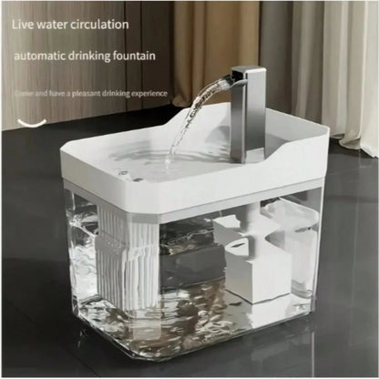 Pet Intelligent Drinking Water Source Automatic Circulation Cat Water Dispenser, 50.72 Ounces Ultra Quiet USB Rechargeable Cat Water Bait, Mobile Water Cat Supplies (Excluding Plug), No Battery