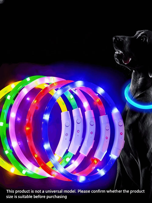 PETSIN 1pc USB Rechargeable LED Glow Dog Collar,With 3 Lighting Modes, Bright Lights For Nighttime Safety, Adjustable Illuminated Collar, Ensuring Pet Safety, Suitable For Small To Large Dogs And Cats