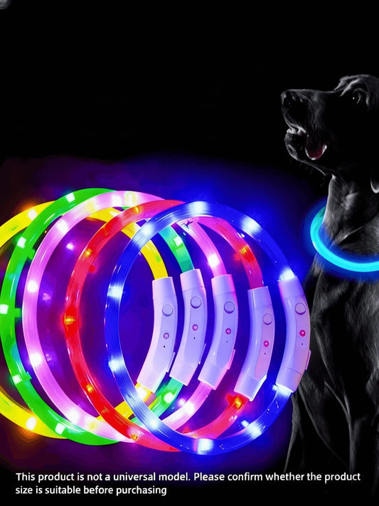 PETSIN 1pc USB Rechargeable LED Glow Dog Collar,With 3 Lighting Modes, Bright Lights For Nighttime Safety, Adjustable Illuminated Collar, Ensuring Pet Safety, Suitable For Small To Large Dogs And Cats