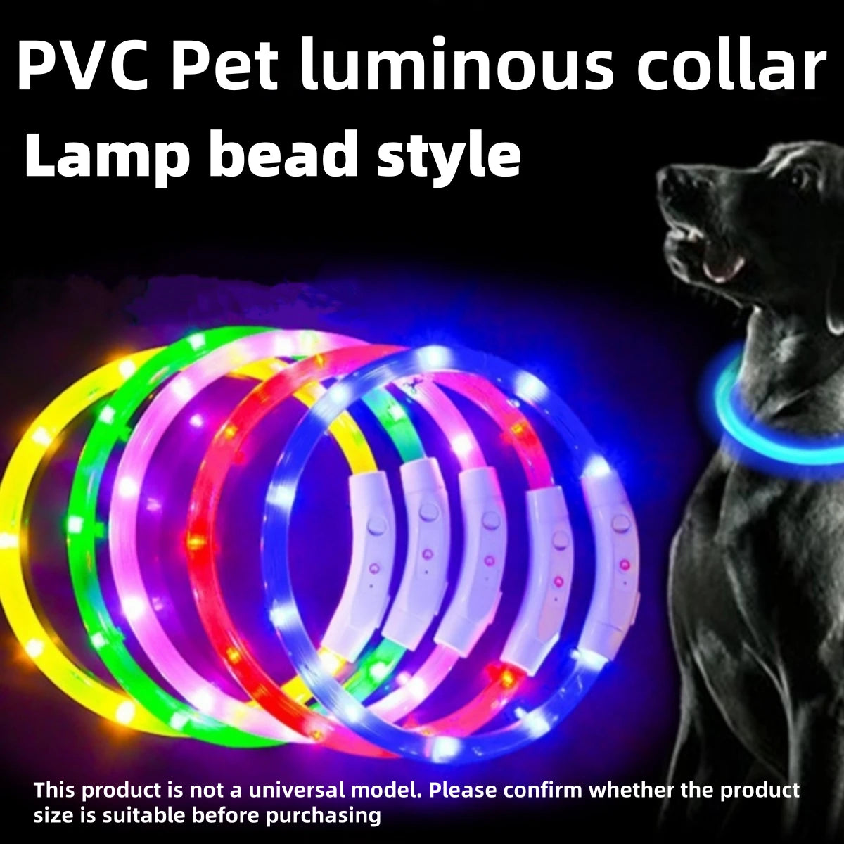 PETSIN 1pc USB Rechargeable LED Glow Dog Collar,With 3 Lighting Modes, Bright Lights For Nighttime Safety, Adjustable Illuminated Collar, Ensuring Pet Safety, Suitable For Small To Large Dogs And Cats