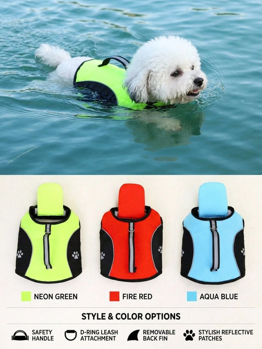 PETSIN Large Dog Clothing Large Dog Life JacketMinimalist Puppy Paw Print Graphic Sports Style Lightweight Thin Summer Beach Swimwear, Protection Wear, In Europe And America, Can Be Used For Outdoor W