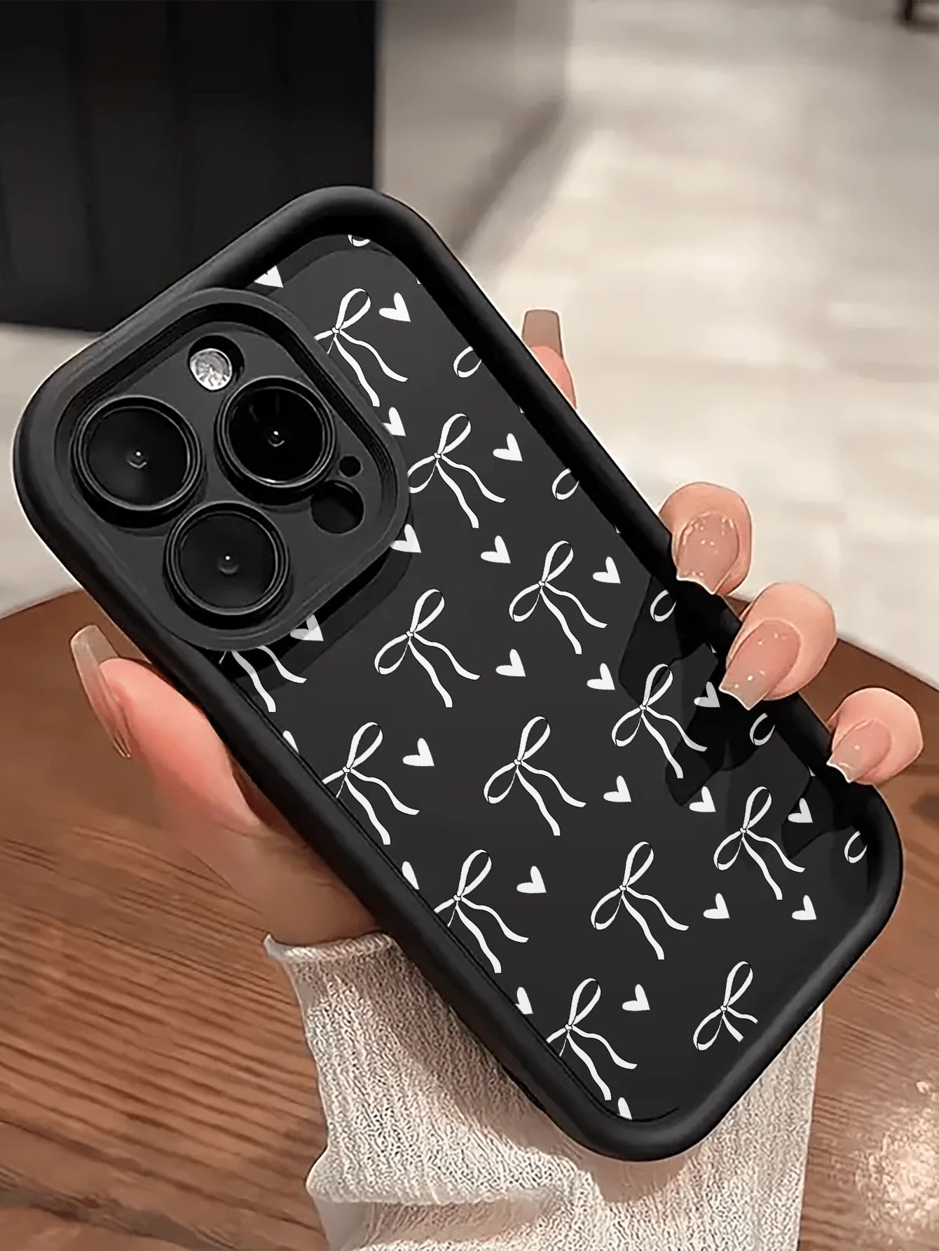 Pink Black Bow Tie Element Fashion Shockproof Phone Case 1pc Black With Pink Bow Tie Print Phone Case, Compatible With IPhone17/17Air/17pro/17promax/16/15/14/13/12/11/X/XR/XS/8/7, Compatible With S26