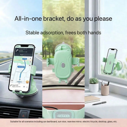 Pink Car Phone Holder [Durable] [Strong Suction] Dashboard Windshield Vent Car Phone Holder Hands-Free Phone Holder Compatible With IPhone Android Car Motorcycle Macaron Car Phone Navigation Holder Ca