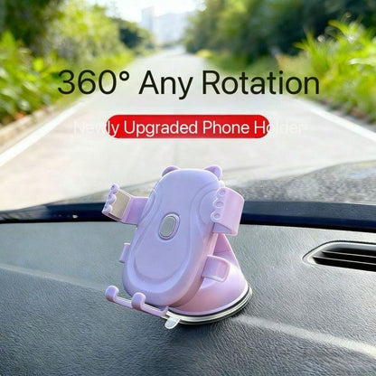 Pink Car Phone Holder [Durable] [Strong Suction] Dashboard Windshield Vent Car Phone Holder Hands-Free Phone Holder Compatible With IPhone Android Car Motorcycle Macaron Car Phone Navigation Holder Ca