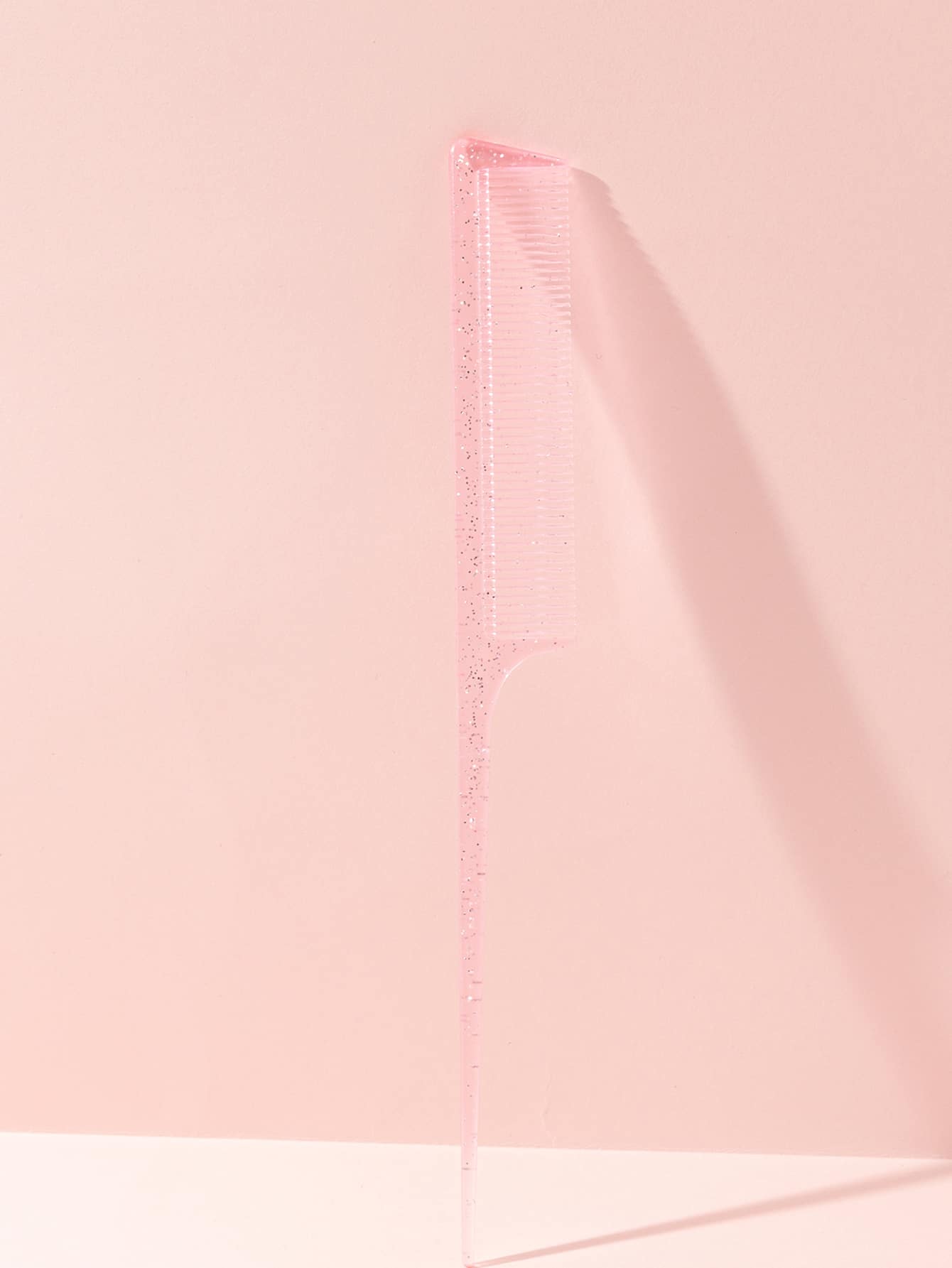 Pink Dry & Wet Use Rat Tail Comb 1pc Medium Plastic Novelty Glitter Rat Tail/Pointed Tail Transparent Fine Teeth Easy Storage For Dresser, Bathroom, Vanity & Countertop, Hair Brush/ Hair Comb, Hair B