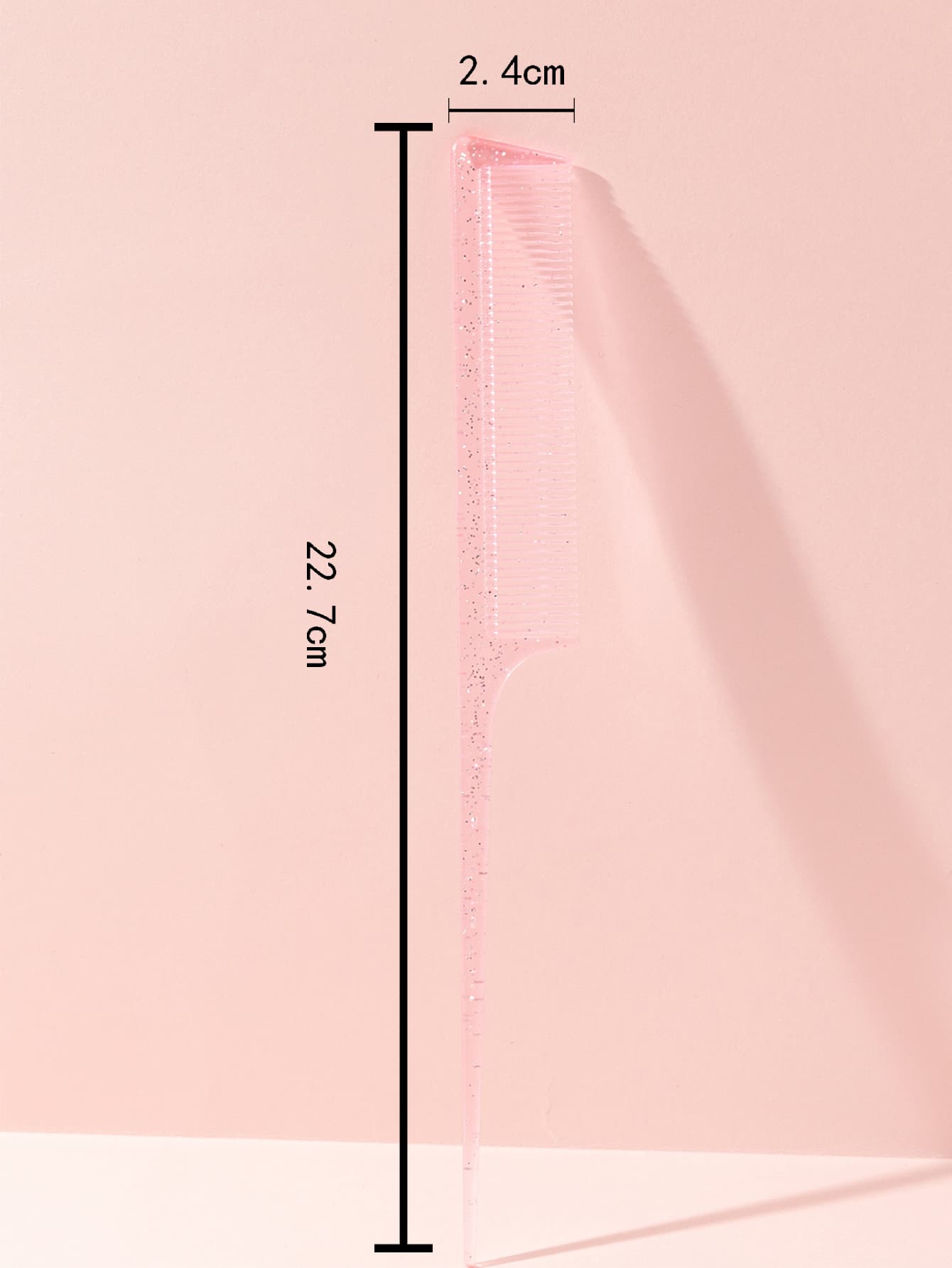 Pink Dry & Wet Use Rat Tail Comb 1pc Medium Plastic Novelty Glitter Rat Tail/Pointed Tail Transparent Fine Teeth Easy Storage For Dresser, Bathroom, Vanity & Countertop, Hair Brush/ Hair Comb, Hair B