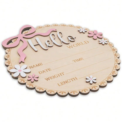 Pink Floral Newborn Baby Girl Birth Announcement Wooden Plaque, Includes Baby Name, Date Of Birth, Time, Weight, Length, Suitable For Baby Girl Room Decor, Photo Prop, Keepsake Souvenir, Newborn Annou