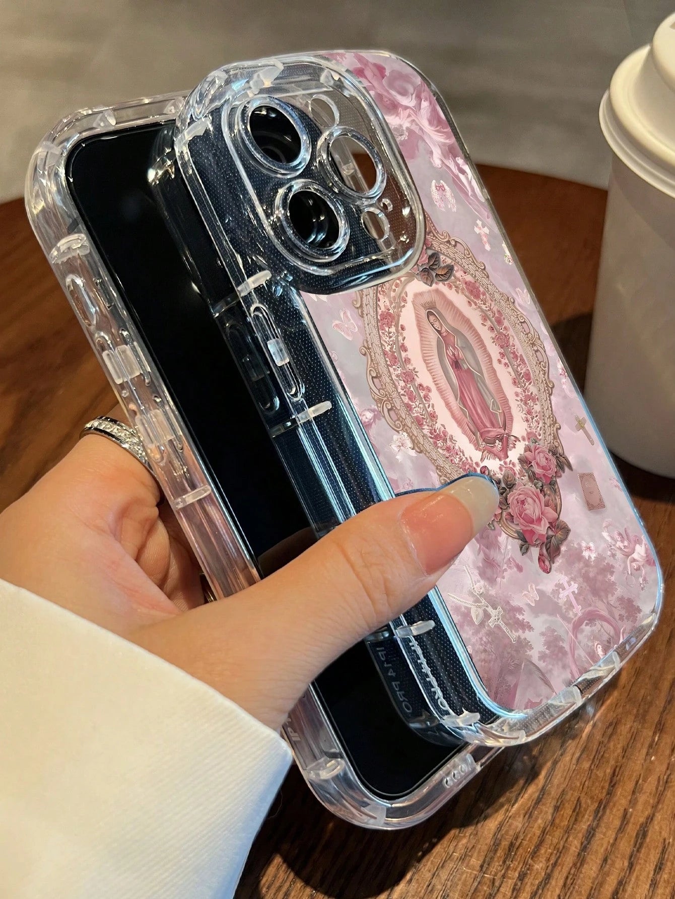 Pink Floral Our Lady Of Guadalupe Pattern Phone Case For IPhone 11/12/13/14/15/16/17 Girls Women Cute Aesthetic Protective Phone Cover