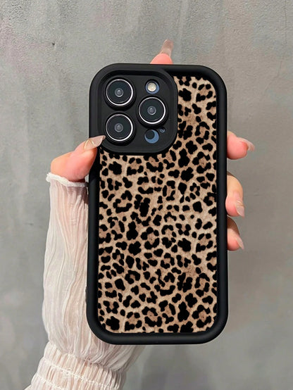 Pink Lily Flower & Sexy Leopard Print Shockproof Phone Case With Fashionable Lanyard, Compatible With IPhone 11, 12, 13, 14, 15, 16, 13 Pro Max, 16 Plus, XR, 7, 8 Plus, 17 Pro Max, AIR, 15 Pro Max And