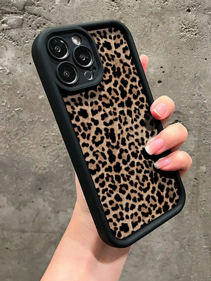 Pink Lily Flower & Sexy Leopard Print Shockproof Phone Case With Fashionable Lanyard, Compatible With IPhone 11, 12, 13, 14, 15, 16, 13 Pro Max, 16 Plus, XR, 7, 8 Plus, 17 Pro Max, AIR, 15 Pro Max And