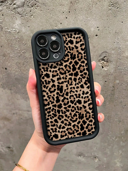 Pink Lily Flower & Sexy Leopard Print Shockproof Phone Case With Fashionable Lanyard, Compatible With IPhone 11, 12, 13, 14, 15, 16, 13 Pro Max, 16 Plus, XR, 7, 8 Plus, 17 Pro Max, AIR, 15 Pro Max And
