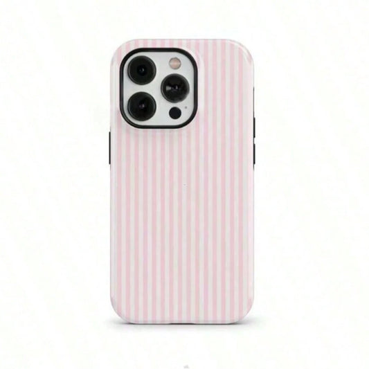 Pink Striped Phone Case- Shockproof Phone Case, Compatible With IPhone 17/16/15/14/13/12/11 Pro Max/Pro Plus/12 Mini/13 Mini, Compatible With Galaxy S26 S25 S24 S23 S22 S21 Plus Ultra Phone Case.