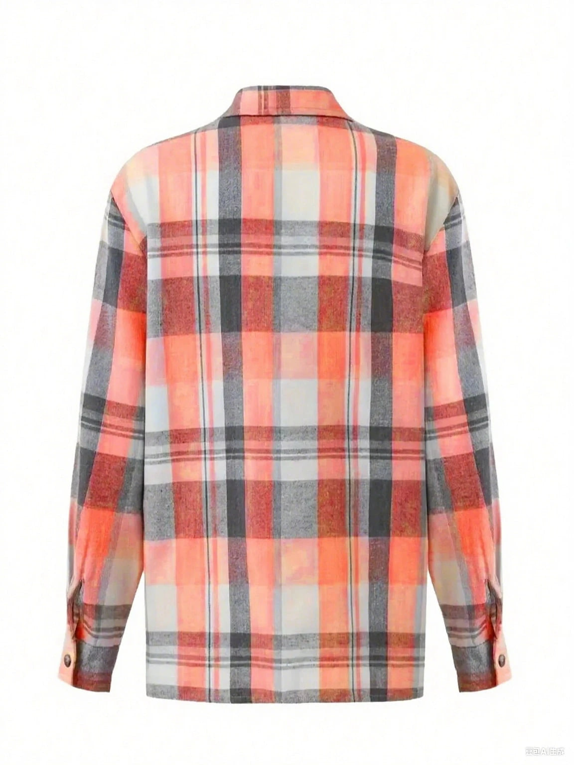 Plaid Button-Down Pocket Long Sleeve Casual Shirt, Checkered Long Sleeve Top With Front Button Pockets For Daily Wear Spring