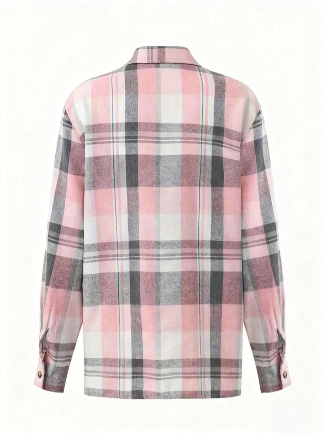 Plaid Button-Down Pocket Long Sleeve Casual Shirt, Checkered Long Sleeve Top With Front Button Pockets For Daily Wear Spring