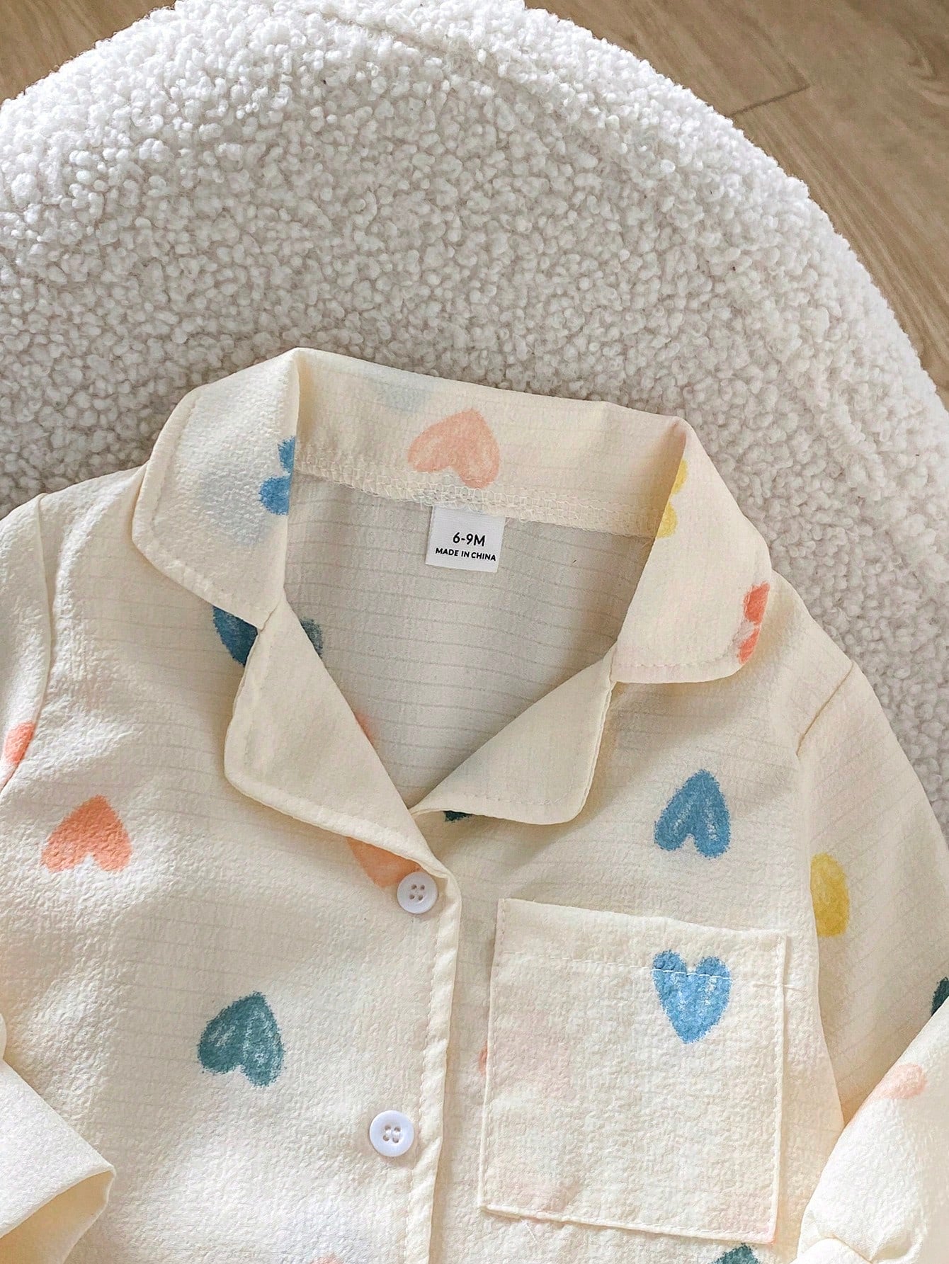 Playful Pals 0-3 Years Old Spring Autumn Winter All Season Heart Pattern Long Sleeve Shirt & Pants Fashion Casual Outfit Set