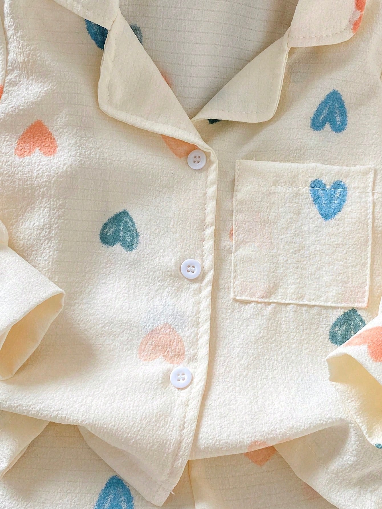 Playful Pals 0-3 Years Old Spring Autumn Winter All Season Heart Pattern Long Sleeve Shirt & Pants Fashion Casual Outfit Set