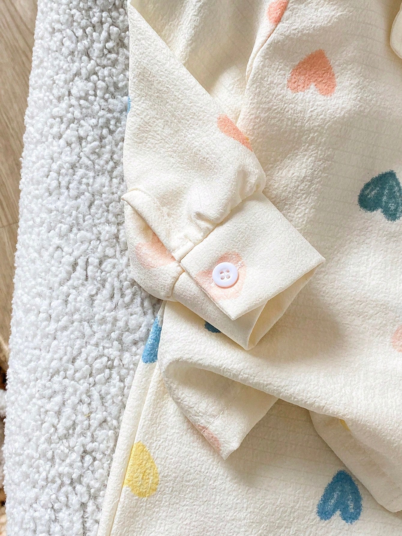 Playful Pals 0-3 Years Old Spring Autumn Winter All Season Heart Pattern Long Sleeve Shirt & Pants Fashion Casual Outfit Set