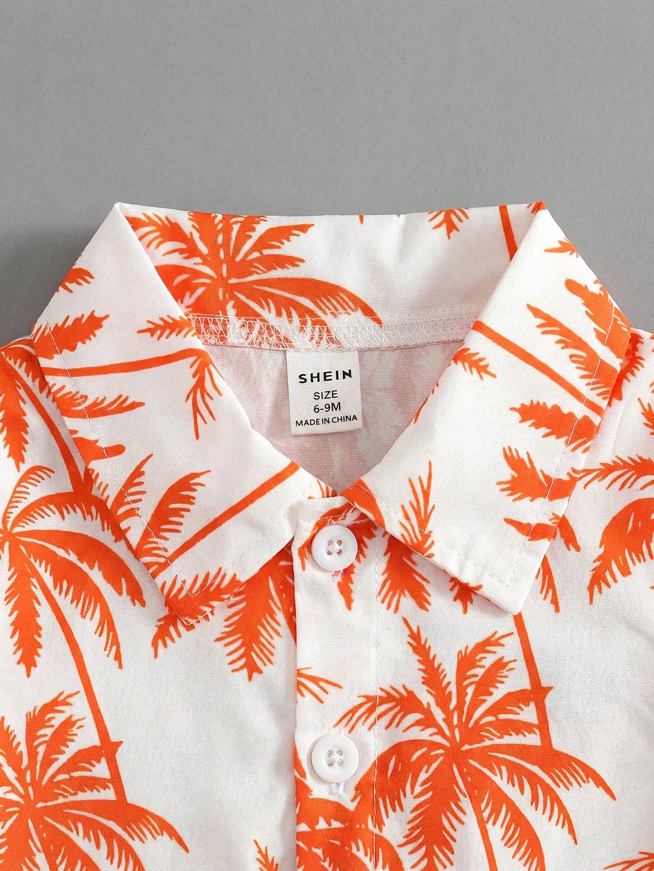 Playful Pals 2-Piece Baby/Toddler Boys' Orange Summer Casual Vacation Holiday Outfit Tropical Plant Pattern Short-Sleeved Hawaiian Shirt&Elastic Waistband Shorts