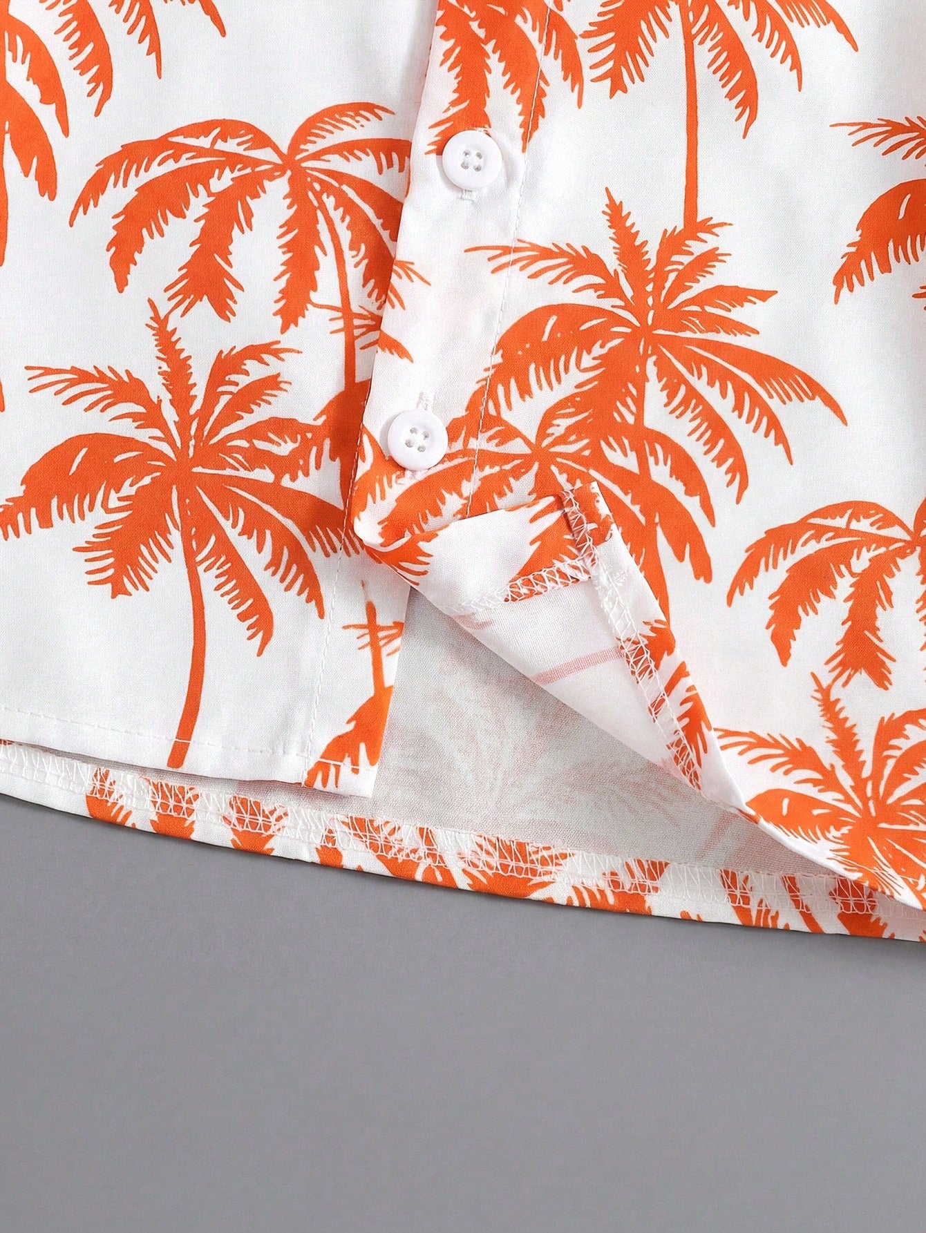 Playful Pals 2-Piece Baby/Toddler Boys' Orange Summer Casual Vacation Holiday Outfit Tropical Plant Pattern Short-Sleeved Hawaiian Shirt&Elastic Waistband Shorts