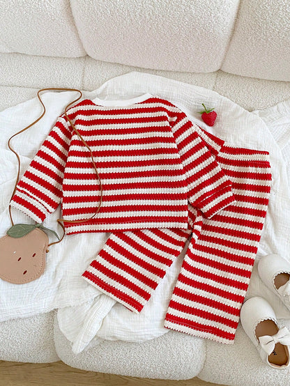 Playful Pals 2pcs/Set Baby Girl Casual Versatile Fashion Long Sleeve Top And Pants Set, Suitable For Spring, Autumn, Winter, Daily Wear