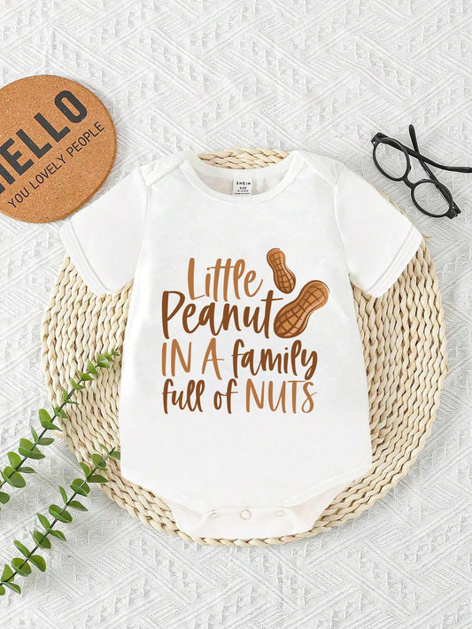 Playful Pals Baby Boy Casual Stylish Cartoon Peanuts Ombre Foil Print Creative Funny Slogan Letter Decoration Short Sleeve Bodysuit