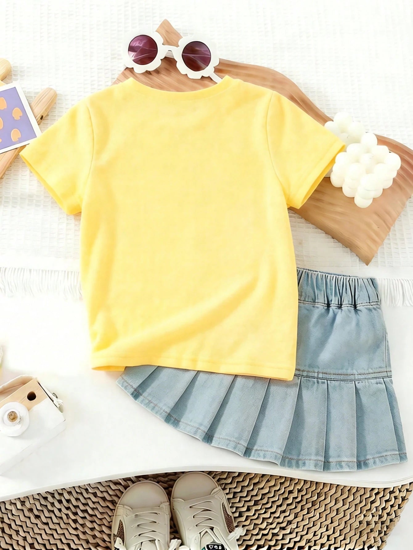 Playful Pals Baby Girls' Classic English Graphic Yellow Short Sleeve Pullover T-Shirt  Girl Clothing  Tops  Suitable For Spring/Summer  Fits 6M-3T