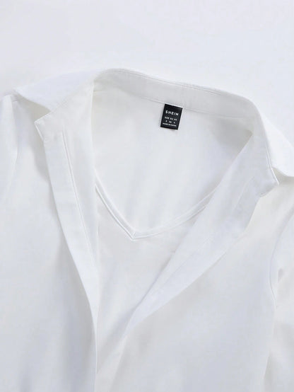 Plivvot Women's Solid Color Long Sleeve Casual Commuter Shirt