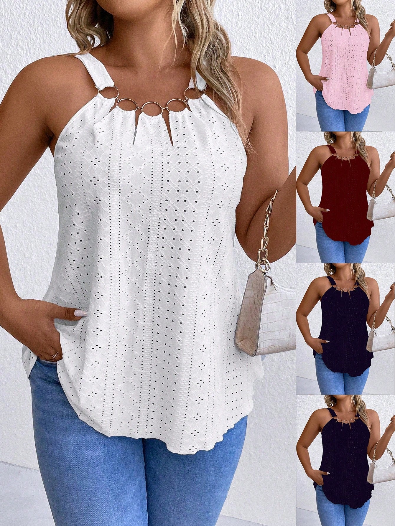 Plus Eyelet Embroidery Cami Top