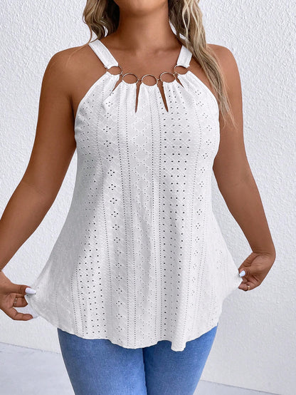 Plus Eyelet Embroidery Cami Top