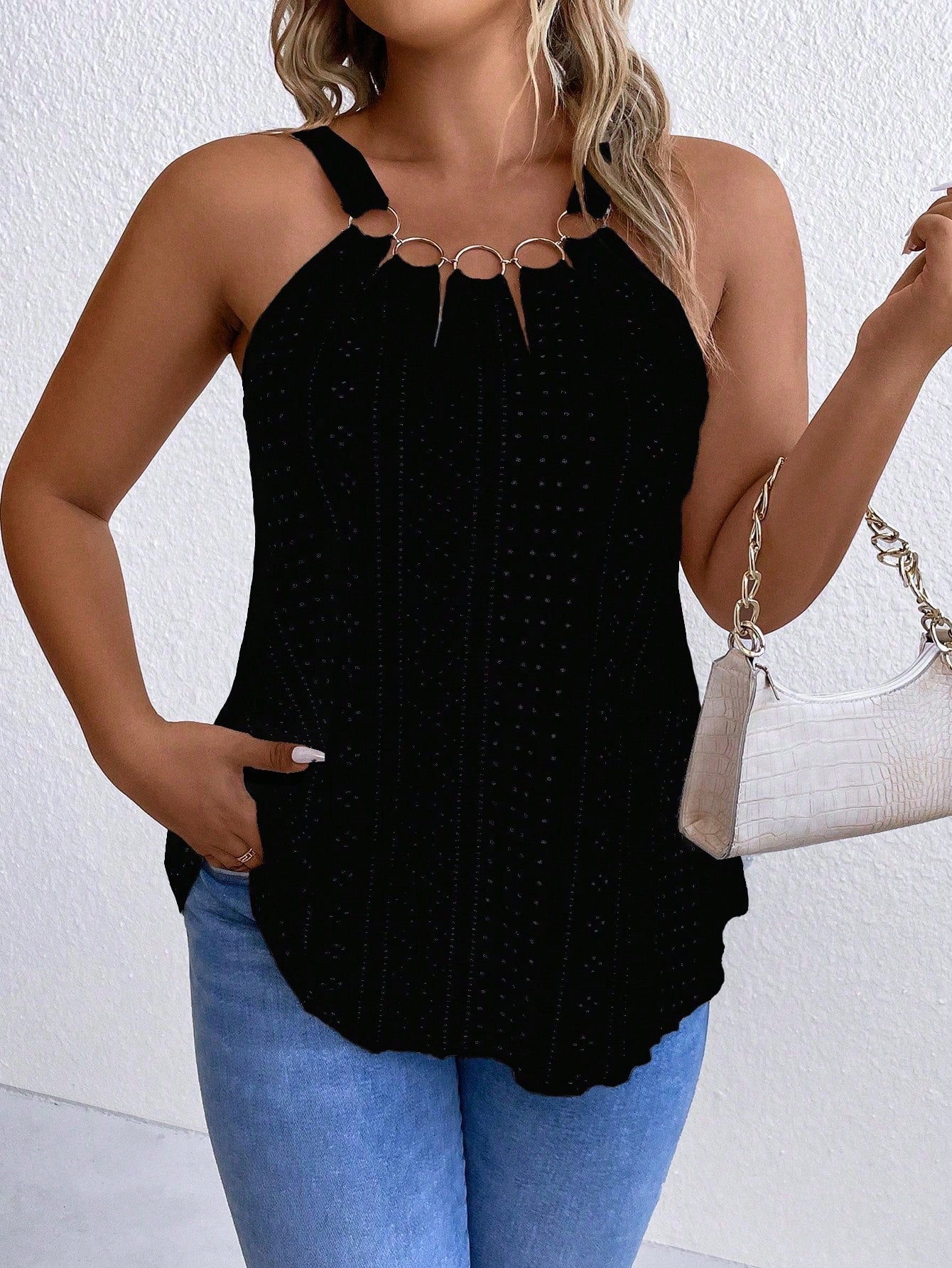 Plus Eyelet Embroidery Cami Top