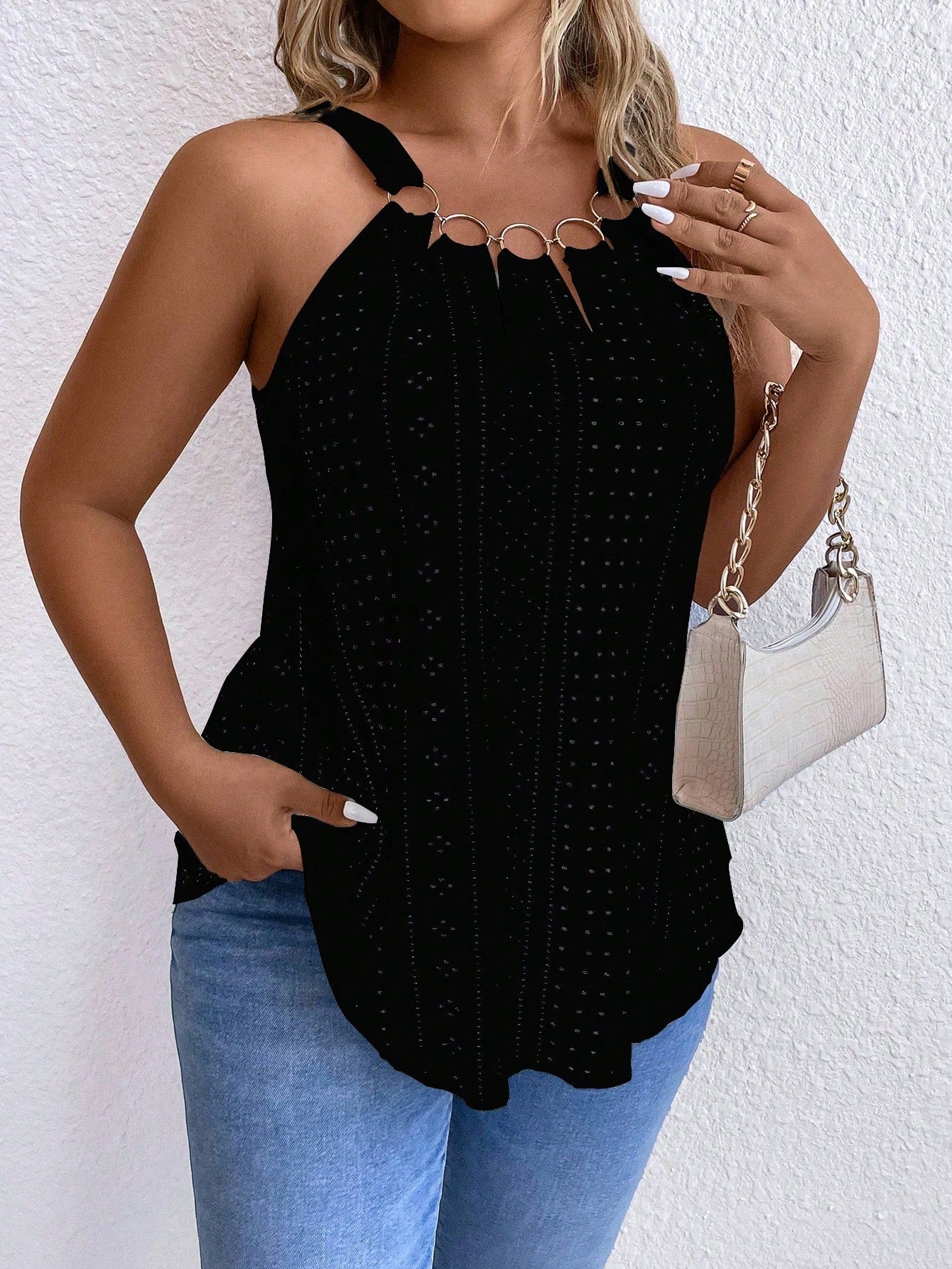 Plus Eyelet Embroidery Cami Top