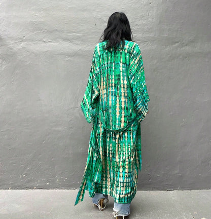 Plus Size Boho Chic Kimono Cover Up- Lightweight & Flowy Tie Dye Beachwear- Stylish Open Front For Women