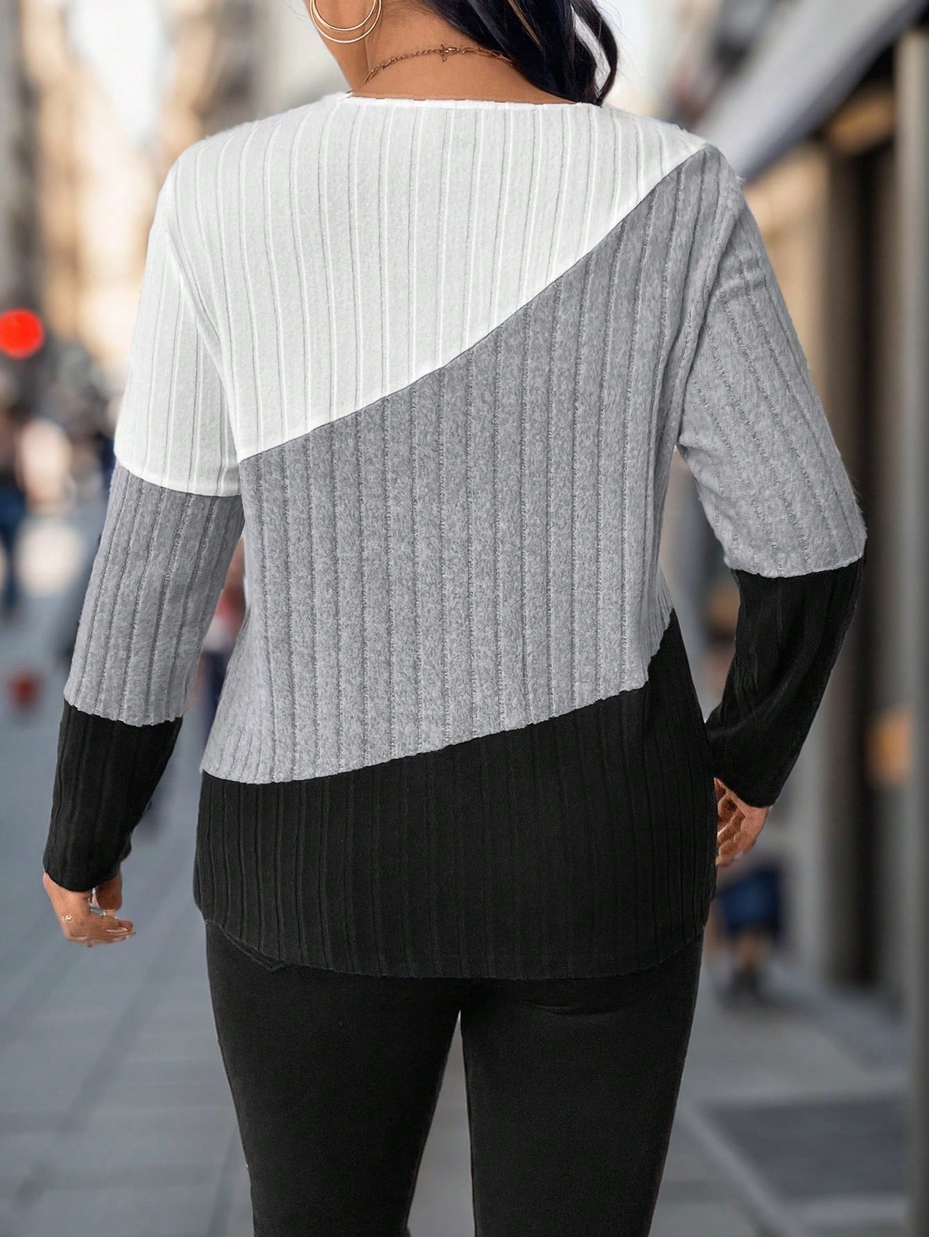 Plus Size Color Blocking T-Shirt For Spring And Autumn Graphic Tees Women Tops Fall Cloth For Women