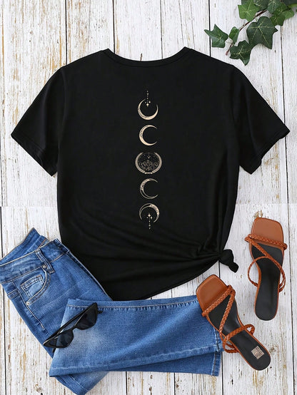 Plus Size Oversized Short Sleeve Round Neck T-Shirt- Casual Summer Blouse, Semi-Sheer For Layering, Machine Washable Casual Attire, Comfortable Loose