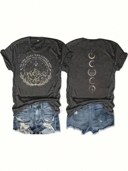 Plus Size Oversized Short Sleeve Round Neck T-Shirt- Casual Summer Blouse, Semi-Sheer For Layering, Machine Washable Casual Attire, Comfortable Loose