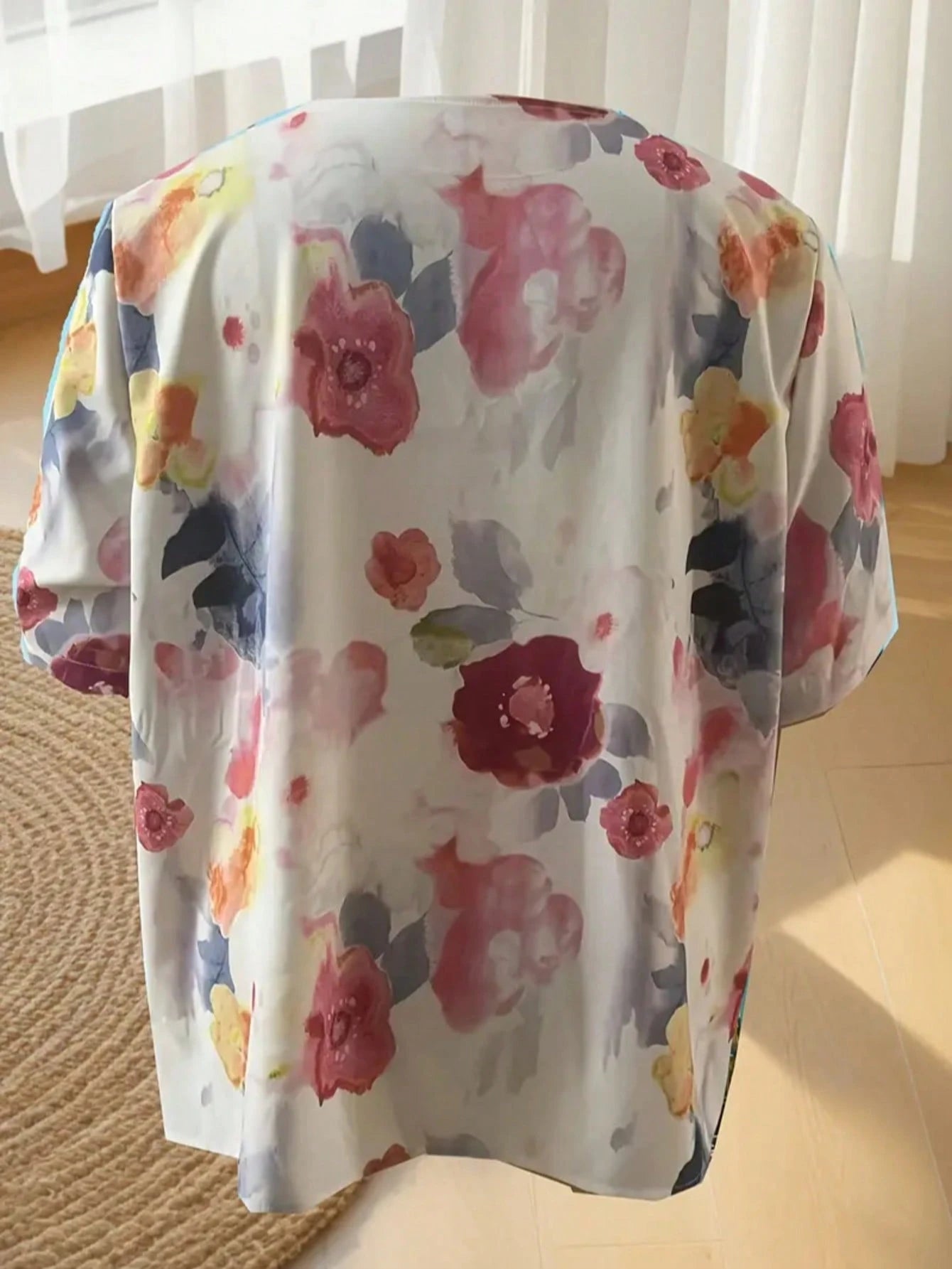 Plus Size Women Floral Print Top Vacation Summer