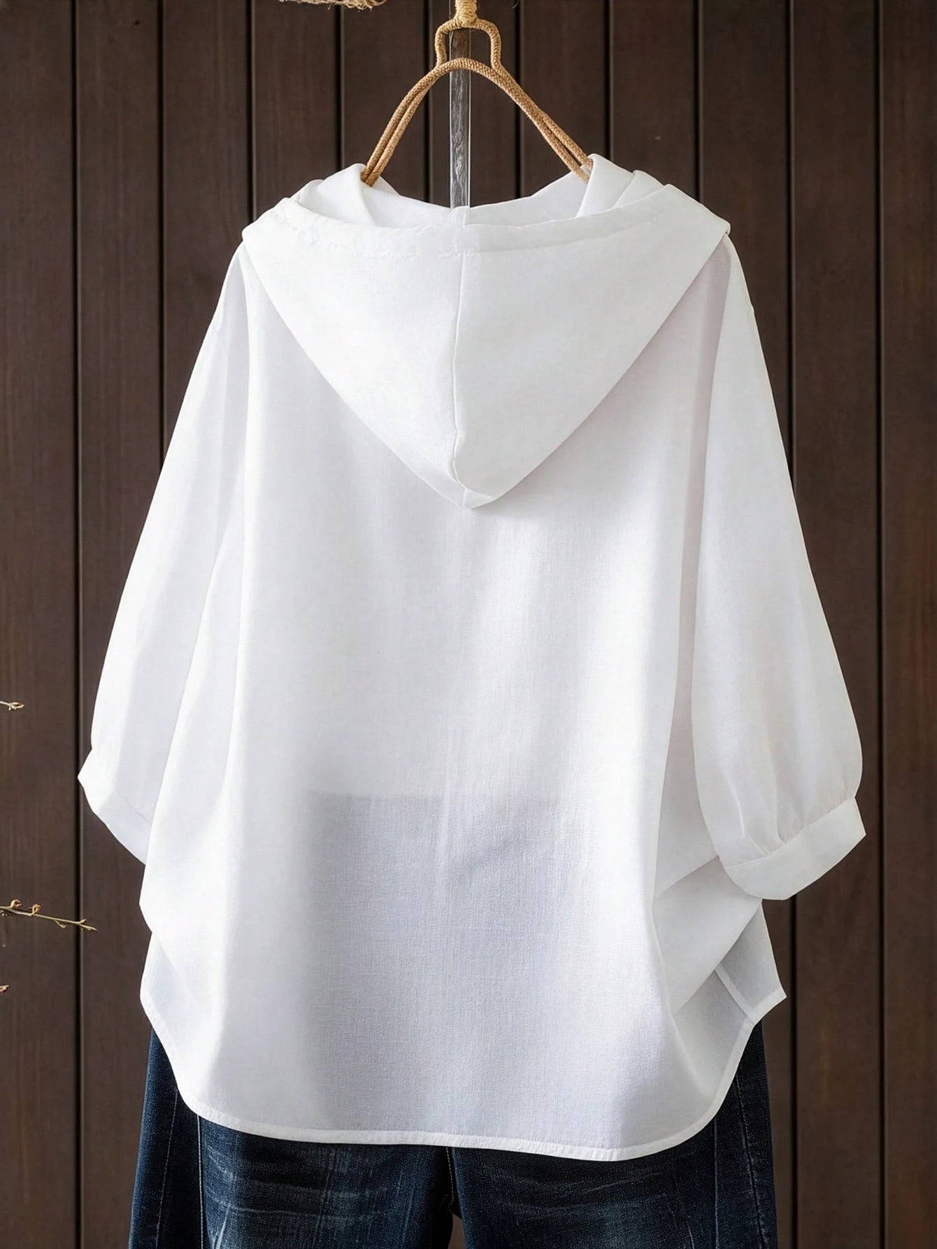 Plus Size Women's Solid Color Fashion Casual Hooded Shirt