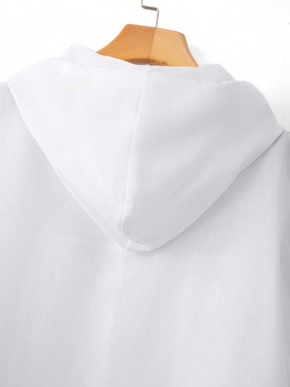 Plus Size Women's Solid Color Fashion Casual Hooded Shirt