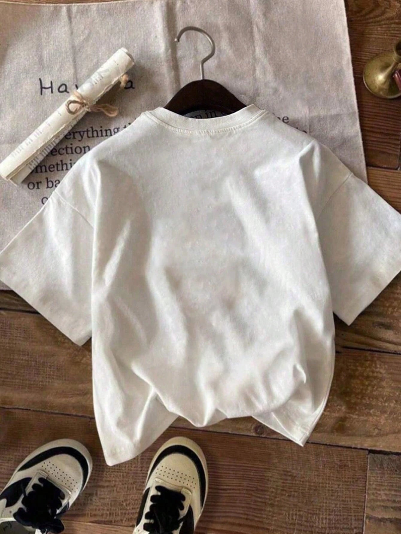 Plus Size Women's Summer Letter Print Casual Minimalist Loose Daily Street Style Short Sleeve T-Shirt Summer White