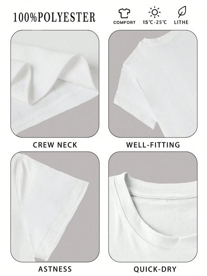 Plus Size Women's Summer Letter Print Casual Minimalist Loose Daily Street Style Short Sleeve T-Shirt Summer White