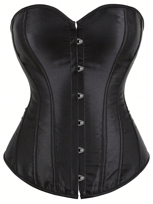 Plus Size Women Solid Color Bandeau Top, New Year Party, Valentine's Day Holiday Corset Top Black Summer