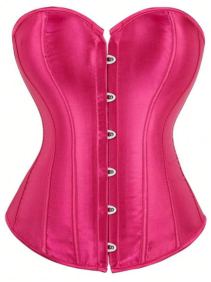 Plus Size Women Solid Color Bandeau Top, New Year Party, Valentine's Day Holiday Corset Top Black Summer