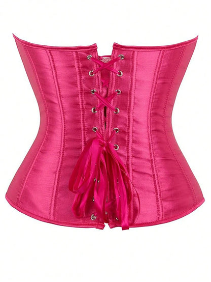 Plus Size Women Solid Color Bandeau Top, New Year Party, Valentine's Day Holiday Corset Top Black Summer