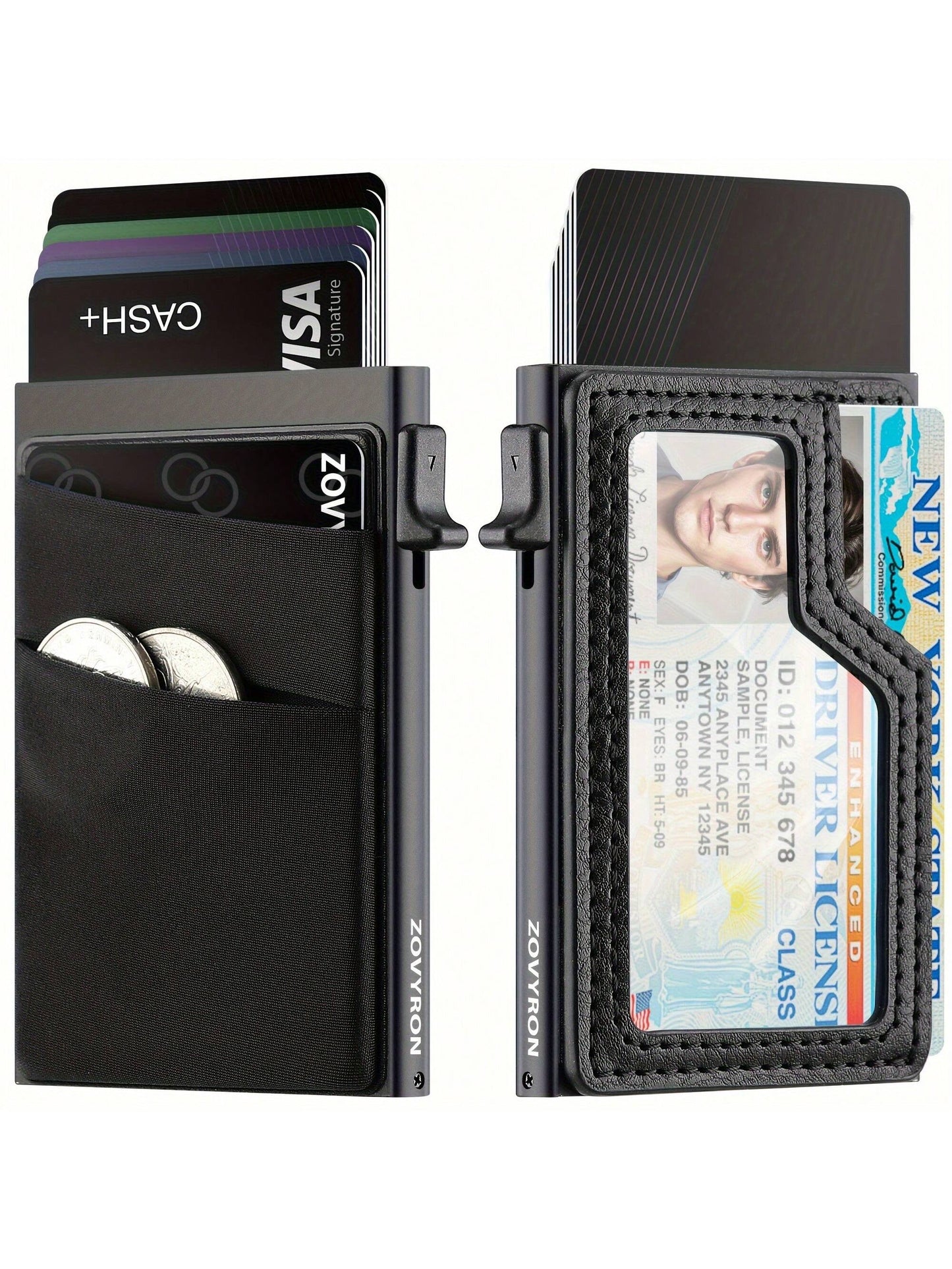 Pop Up Wallet For Men, RFID Blocking Card Holder With ID Window & Money Pocket, Smart Slim Card Wallet