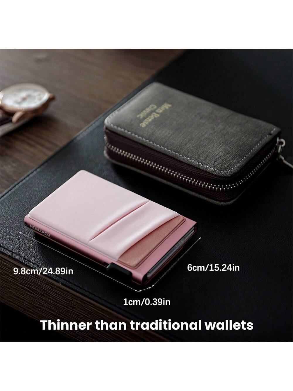 Pop Up Wallet For Men, RFID Blocking Card Holder With ID Window & Money Pocket, Smart Slim Card Wallet