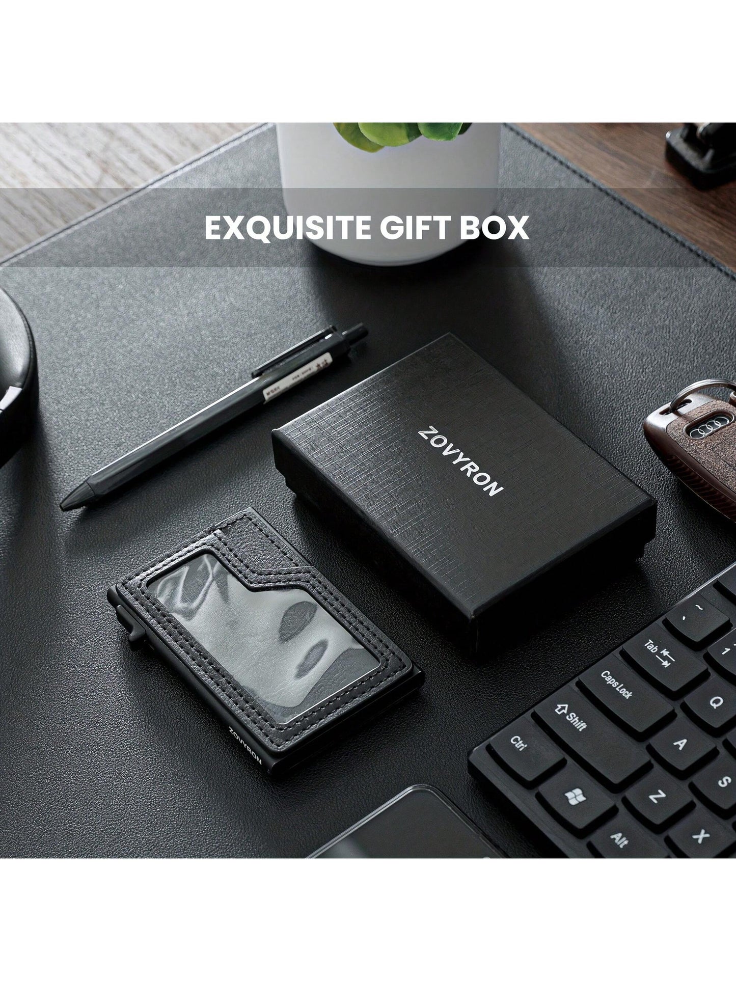 Pop Up Wallet For Men, RFID Blocking Card Holder With ID Window & Money Pocket, Smart Slim Card Wallet